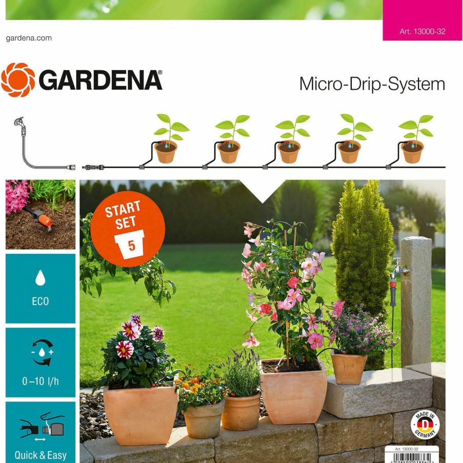 Garden Tools Gardena | Gardena Micro Drip 5 Pot Terrace And Balcony Water Irrigation Starter Set Fashionable